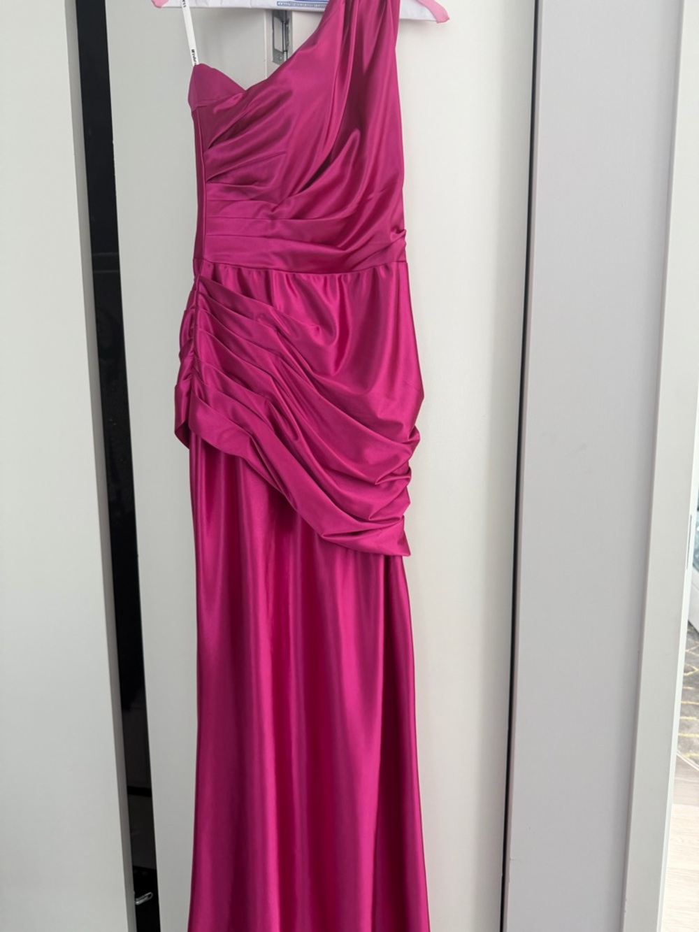 Amazon One-Shoulder Fuchsia Evening Gown. final sale and offer price t